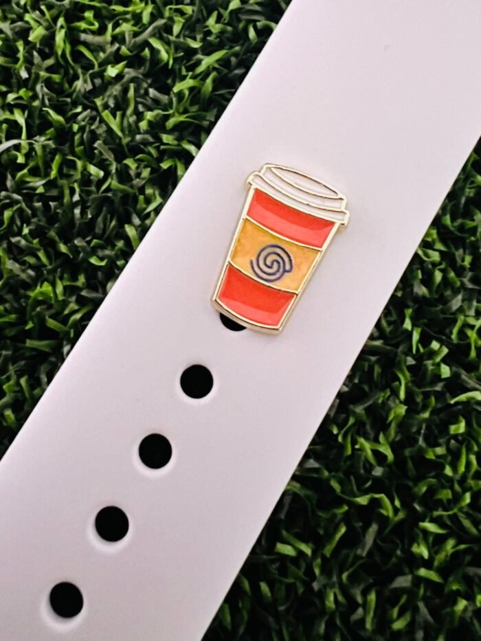 Watchband charm coffee cup design solid metal smartwatch bands magicband compatible orange