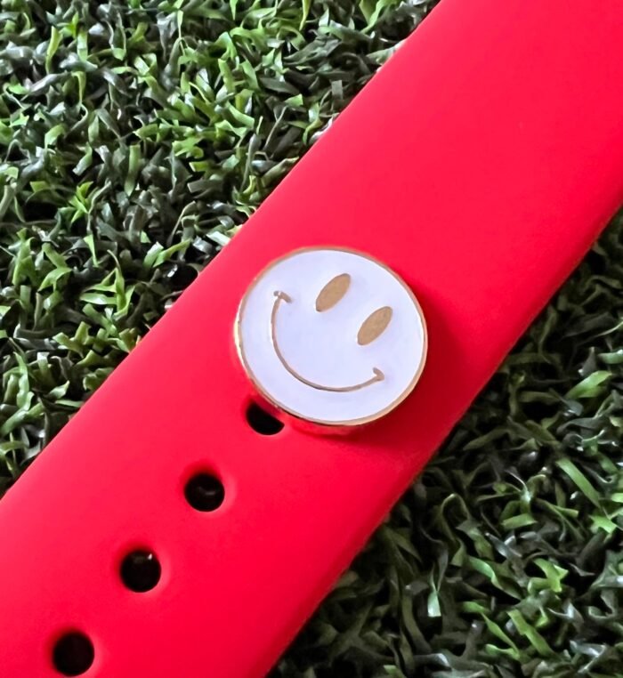 Smiley face Watchband charm White solid metal Apple watch Magicband