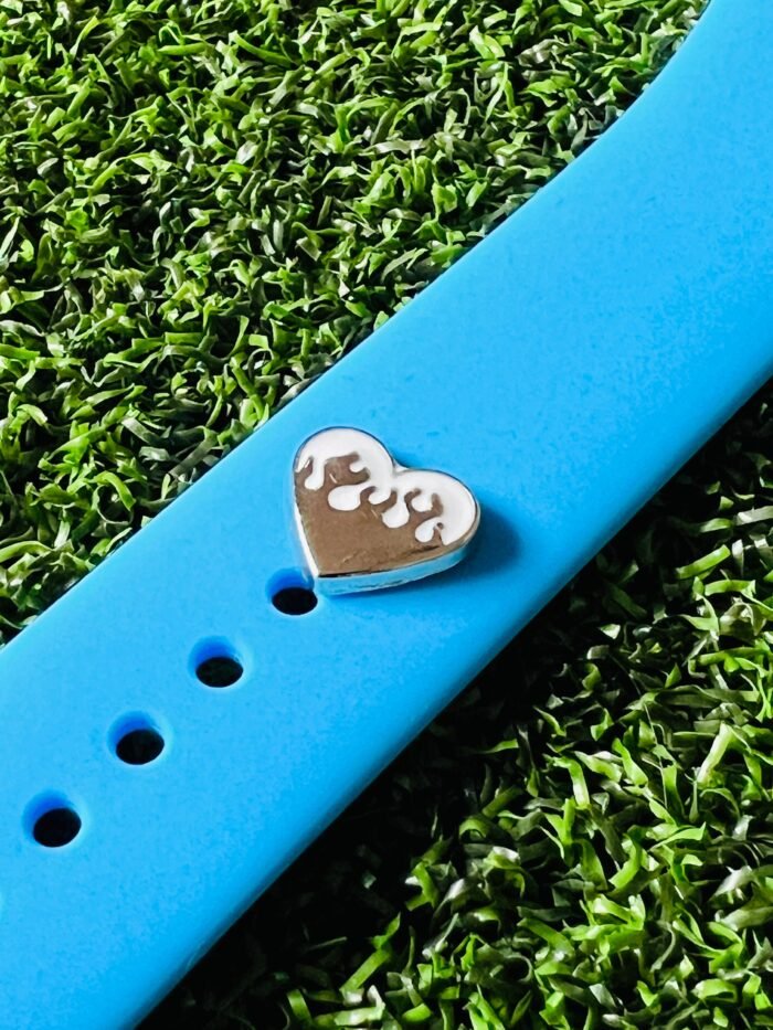 Silver heart flame watchband charm Apple watch Magic Band compatible