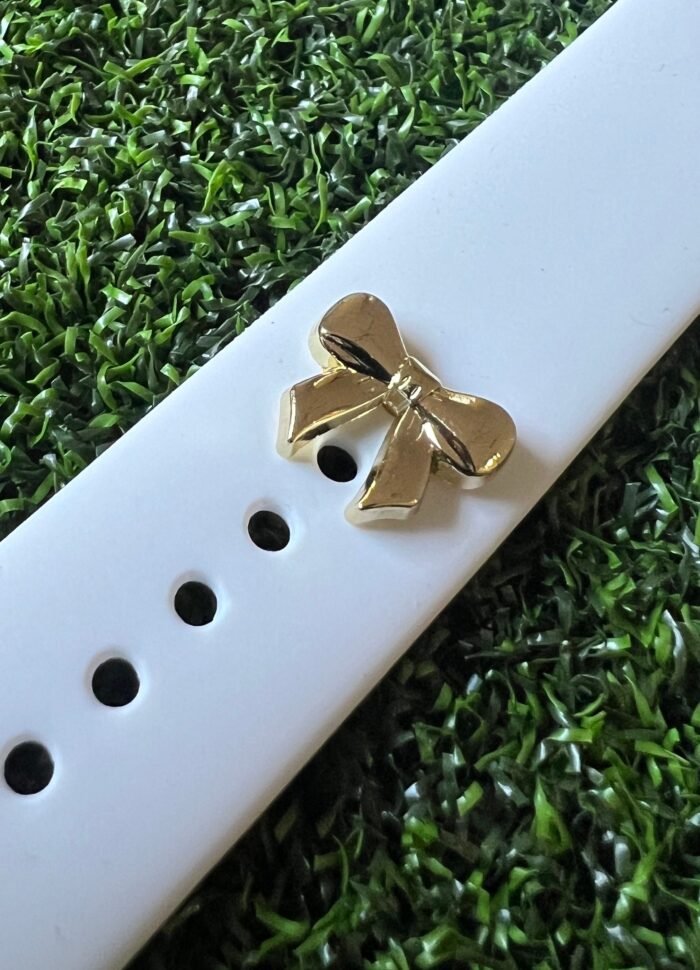 Watchband charm gold ribbon solid metal Apple watch Magicband compatible