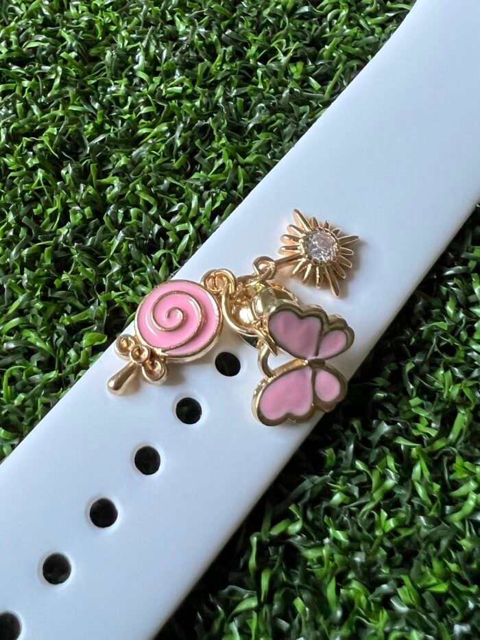 Watch Band Charms Pink Butterfly Dangler for Apple Watch or Magic Band